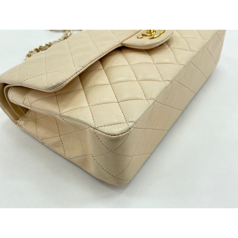 CHANEL Matelasse double flap Shoulder Bag lambskin beige WS33034