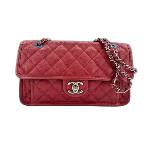 CHANEL French Riviera Shoulder Bag Red WS33039