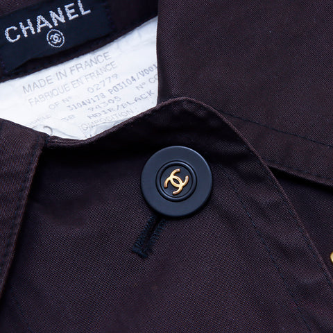 Chanel Coco Button Coco Ball Court Größe 36 1990 Baumwollschwarz WS3303