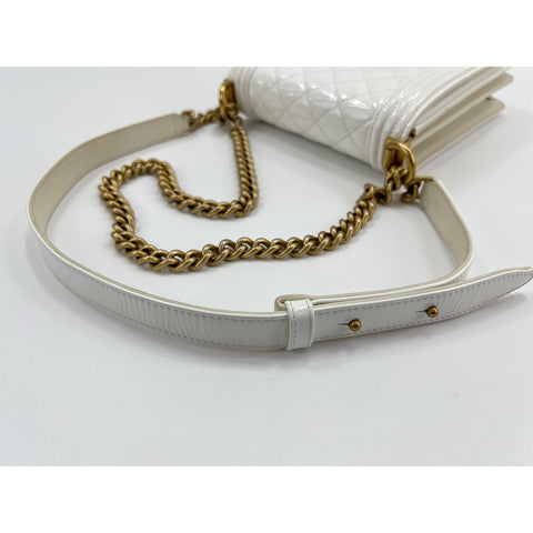 CHANEL Boy chanel Shoulder Bag Patent leather white WS33041