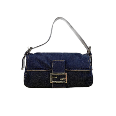 FENDI Mamma bucket Handbag denim Navy WS33048