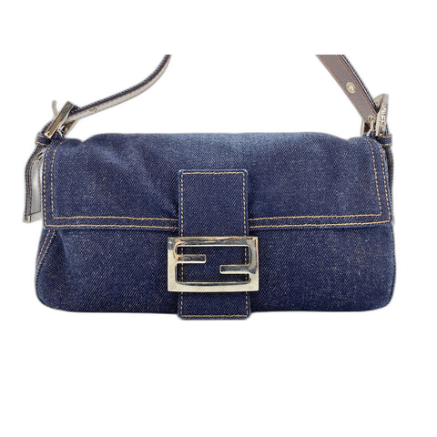 FENDI Mamma bucket Handbag denim Navy WS33048