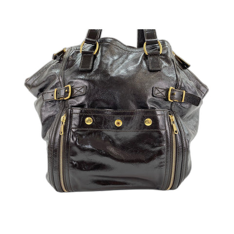 YVES SAINT LAURENT Downtown Shoulder Bag enamel Brown WS33050