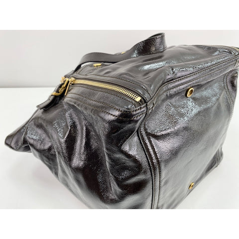 YVES SAINT LAURENT Downtown Shoulder Bag enamel Brown WS33050