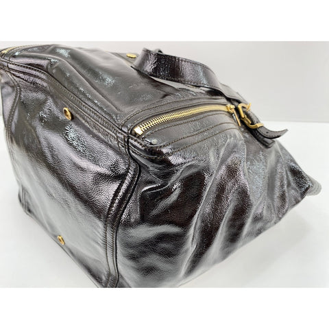YVES SAINT LAURENT Downtown Shoulder Bag enamel Brown WS33050