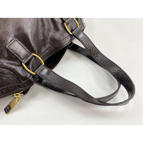 YVES SAINT LAURENT Downtown Shoulder Bag enamel Brown WS33050
