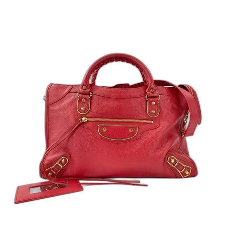 BALENCIAGA Classic Metallic Edge Shoulder Bag leather Red WS33054