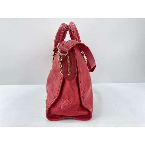 BALENCIAGA Classic Metallic Edge Shoulder Bag leather Red WS33054