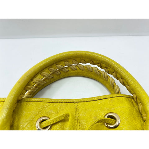 BALENCIAGA Giant Pompon Shoulder Bag leather yellow WS33055