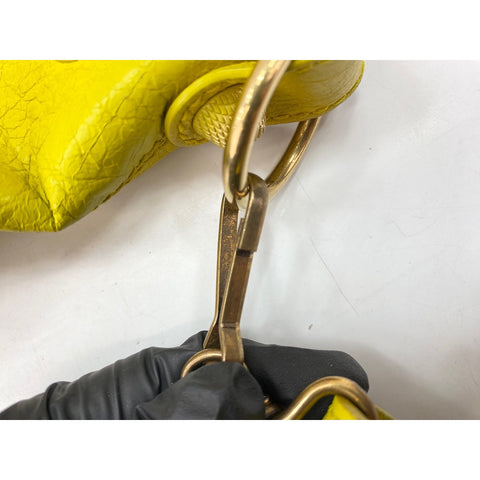 BALENCIAGA Giant Pompon Shoulder Bag leather yellow WS33055
