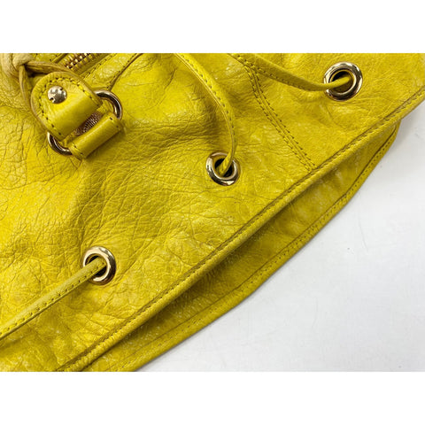 BALENCIAGA Giant Pompon Shoulder Bag leather yellow WS33055