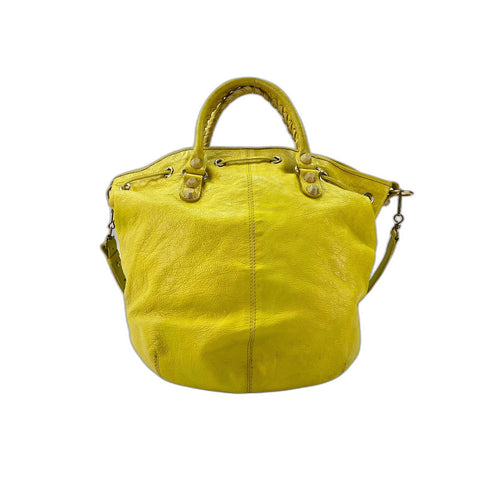 BALENCIAGA Giant Pompon Shoulder Bag leather yellow WS33055