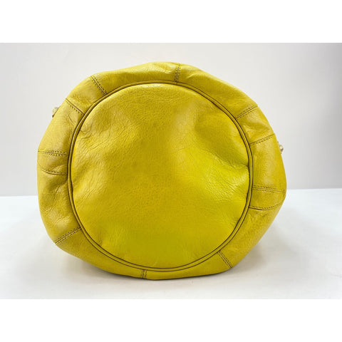 BALENCIAGA Giant Pompon Shoulder Bag leather yellow WS33055
