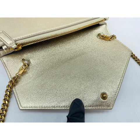 YVES SAINT LAURENT envelope Shoulder Bag leather gold WS33067