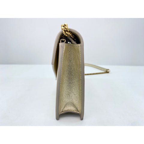 YVES SAINT LAURENT envelope Shoulder Bag leather gold WS33067