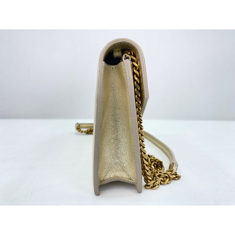 YVES SAINT LAURENT envelope Shoulder Bag leather gold WS33067