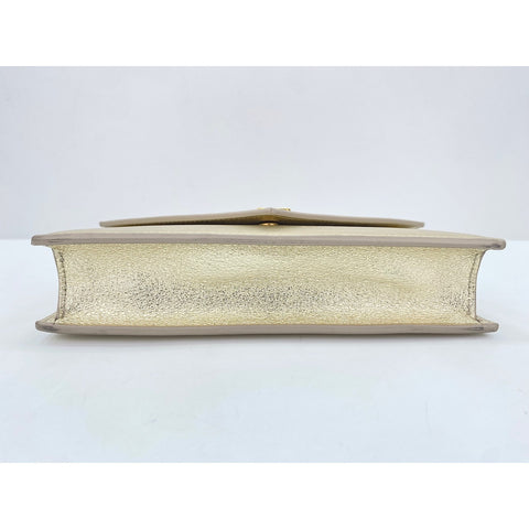 YVES SAINT LAURENT envelope Shoulder Bag leather gold WS33067