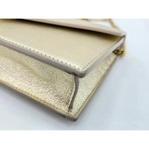 YVES SAINT LAURENT envelope Shoulder Bag leather gold WS33067