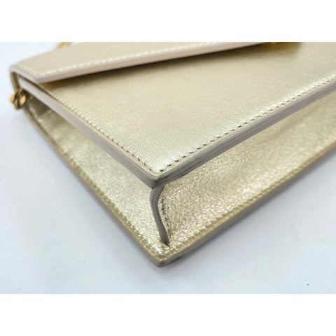 YVES SAINT LAURENT envelope Shoulder Bag leather gold WS33067