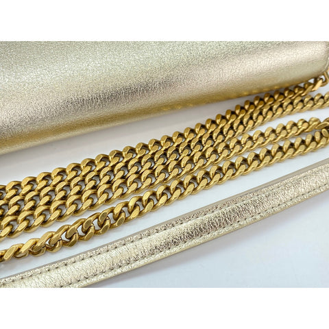 YVES SAINT LAURENT envelope Shoulder Bag leather gold WS33067