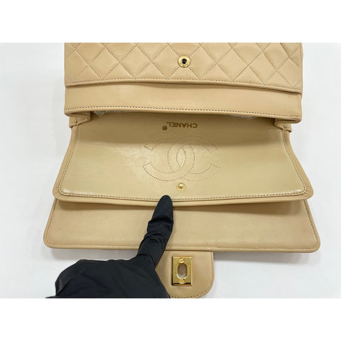 CHANEL Matrasse Shoulder Bag lambskin beige WS33070