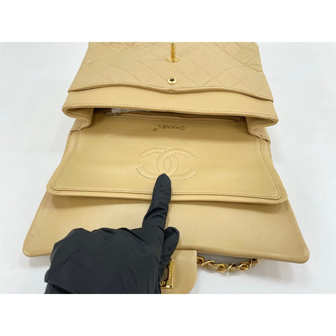 CHANEL Matelasse Shoulder Bag lambskin beige WS33073