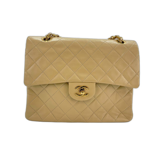 CHANEL Matelasse Shoulder Bag lambskin beige WS33073
