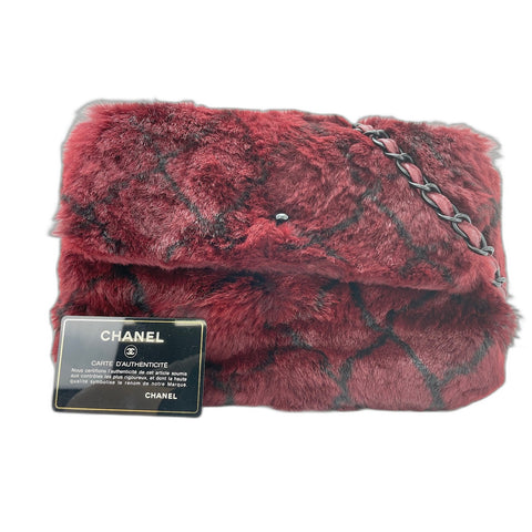 CHANEL Shoulder Bag fur Red WS33077