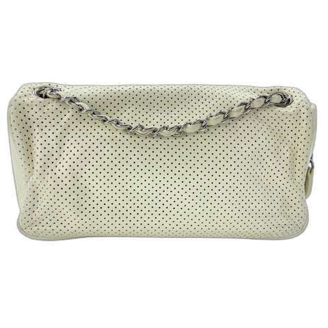 CHANEL Shoulder Bag Punching leather white WS33078