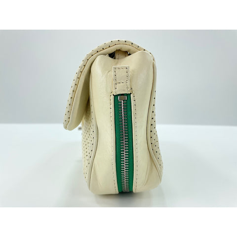 CHANEL Shoulder Bag Punching leather white WS33078