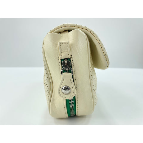 CHANEL Shoulder Bag Punching leather white WS33078