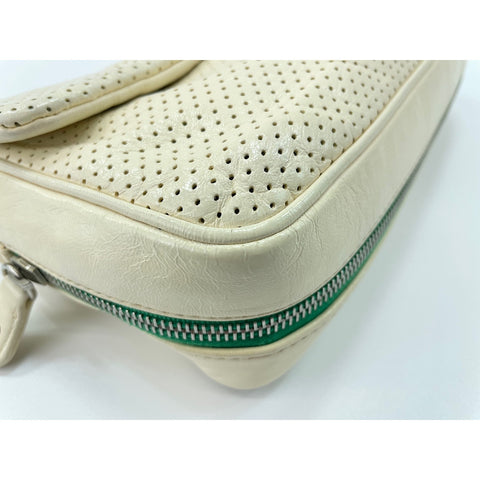 CHANEL Shoulder Bag Punching leather white WS33078