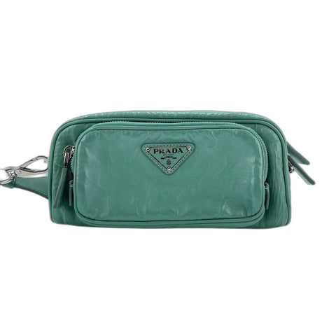 PRADA Nappa Antique Shoulder Bag leather green WS33083