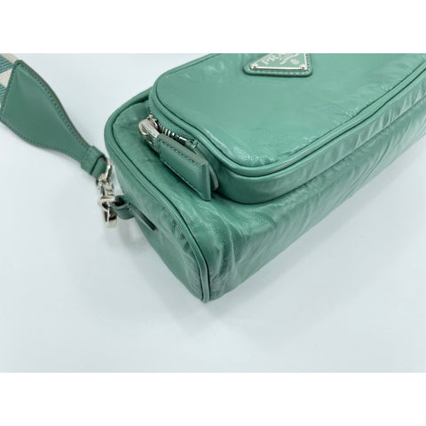 PRADA Nappa Antique Shoulder Bag leather green WS33083