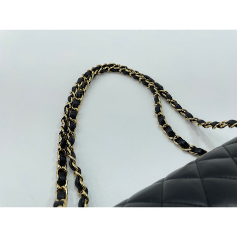 CHANEL Mattasse double flap Shoulder Bag lambskin black WS33087