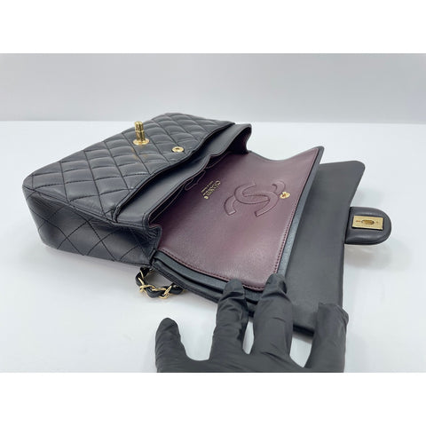 CHANEL Mattasse double flap Shoulder Bag lambskin black WS33087