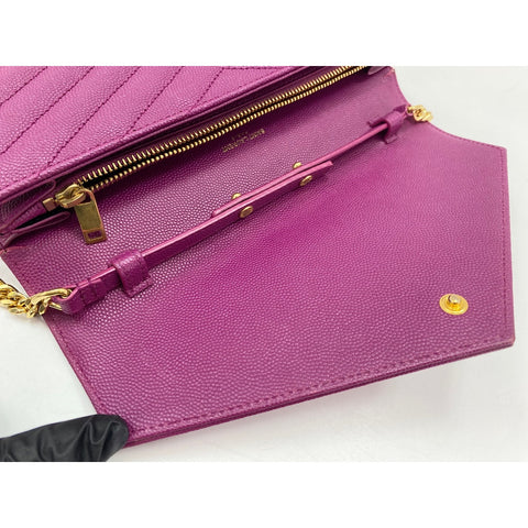 YVES SAINT LAURENT Cassandra Shoulder Bag leather purple WS33095