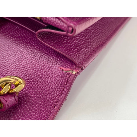 YVES SAINT LAURENT Cassandra Shoulder Bag leather purple WS33095