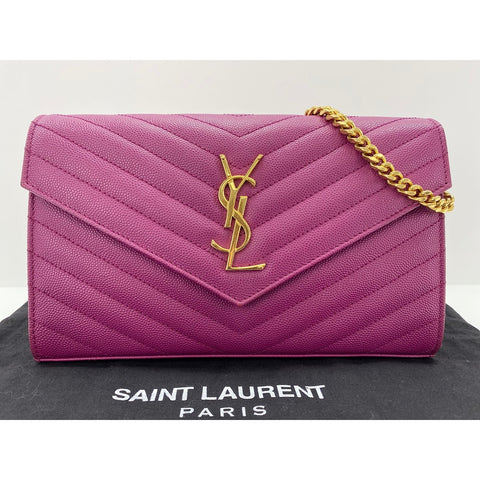 YVES SAINT LAURENT Cassandra Shoulder Bag leather purple WS33095