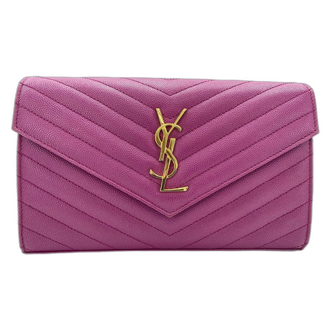 YVES SAINT LAURENT Cassandra Shoulder Bag leather purple WS33095