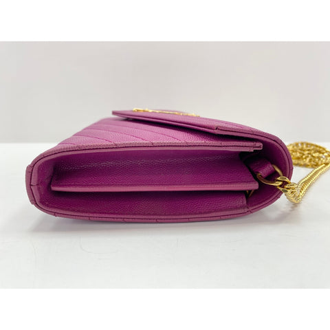 YVES SAINT LAURENT Cassandra Shoulder Bag leather purple WS33095