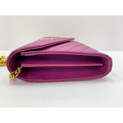 YVES SAINT LAURENT Cassandra Shoulder Bag leather purple WS33095