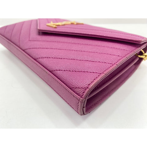 YVES SAINT LAURENT Cassandra Shoulder Bag leather purple WS33095