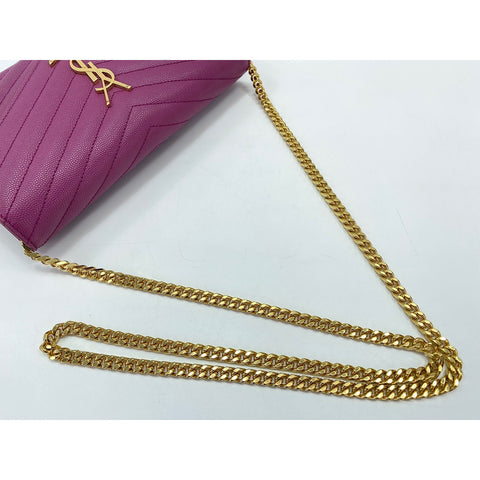 YVES SAINT LAURENT Cassandra Shoulder Bag leather purple WS33095
