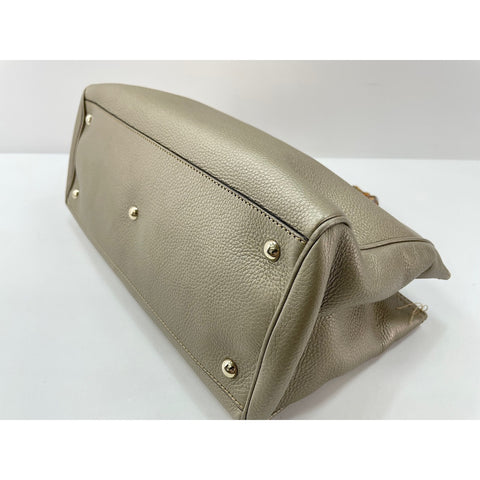 GUCCI Bamboo Handbag leather gold WS33103