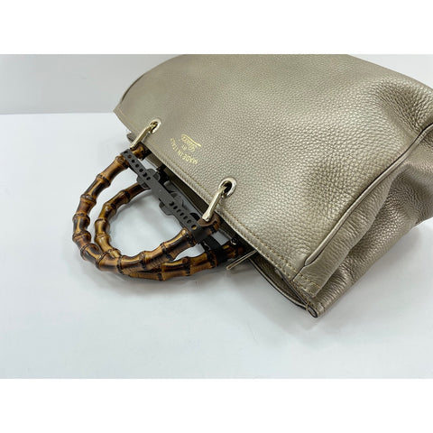GUCCI Bamboo Handbag leather gold WS33103