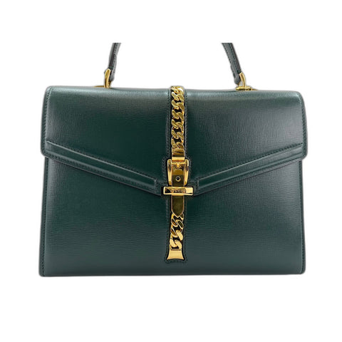 GUCCI Sylvie 1969 Handbag leather green WS33106