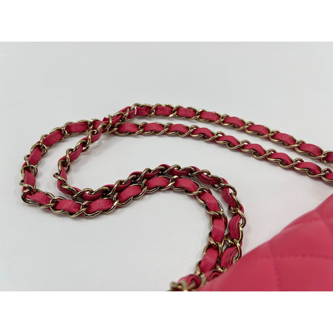 CHANEL Matelasse double flap Shoulder Bag lambskin pink WS33115