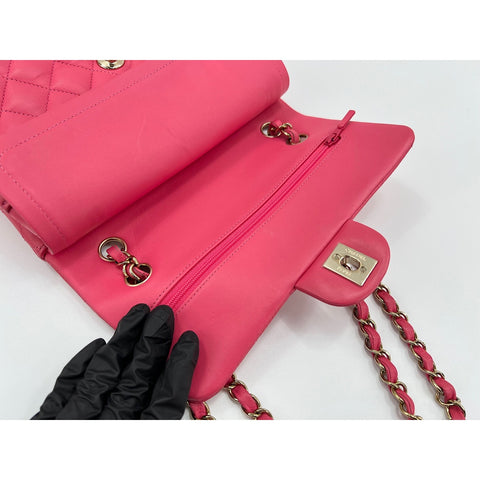 CHANEL Mattasse double flap Shoulder Bag lambskin pink WS33115