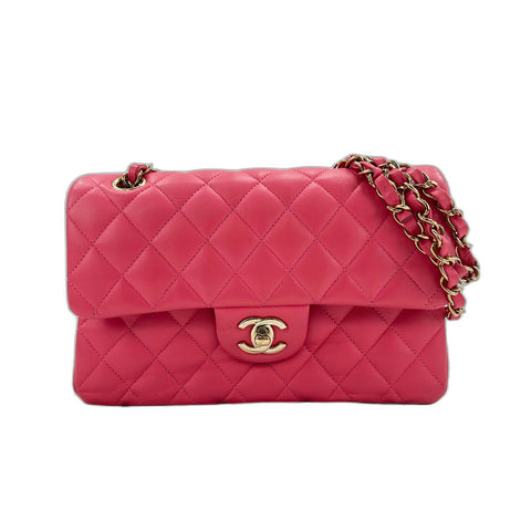CHANEL Mattasse double flap Shoulder Bag lambskin pink WS33115